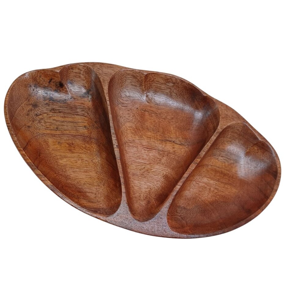 Alii Woods Honolulu Vintage Wood Tray Monkey Pod Wood 3 Sections